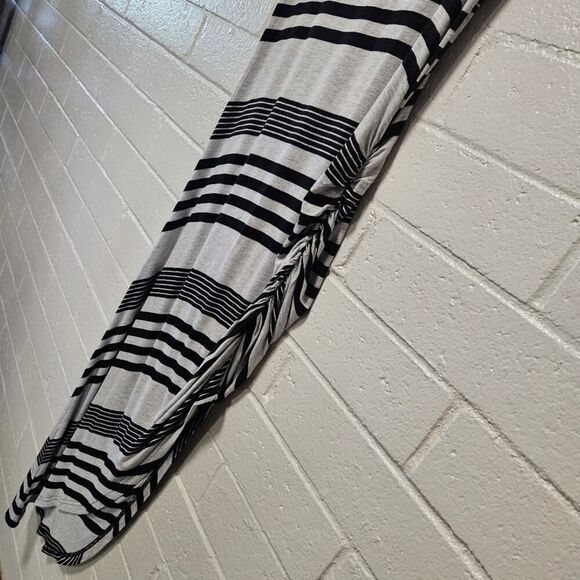 Christian Siriano Dress Asymmetrical Gray w/Black Stripes Size L - Picture 3 of 15